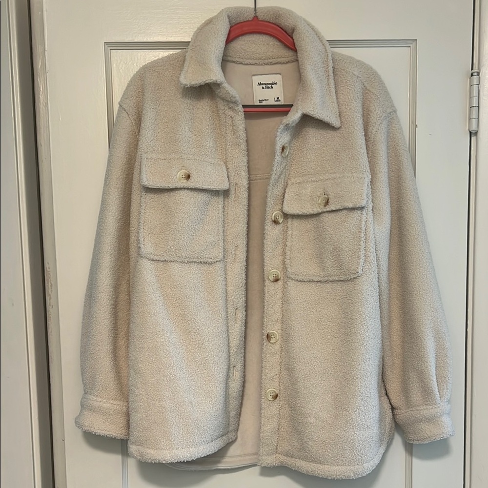 Abercrombie & Fitch Cream Sherpa Jacket